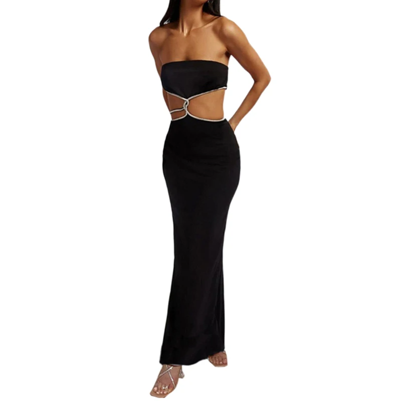 Y2K Grunge Off-Shoulder Bodycon Dress - Sexy Hollow Backless Split Wrap Clubwear