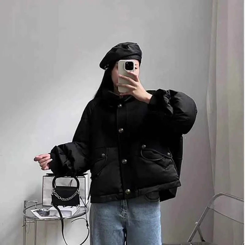 Y2K Grunge Oversize Parka: Black Casual Jacket for Women