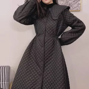 Y2K Grunge Oversized Parka with Diamond Check Print