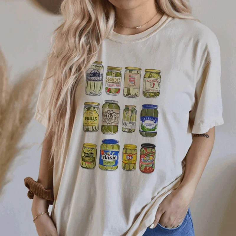 Y2K Grunge Pickle Jar Tee - Vintage T-Shirt for Women