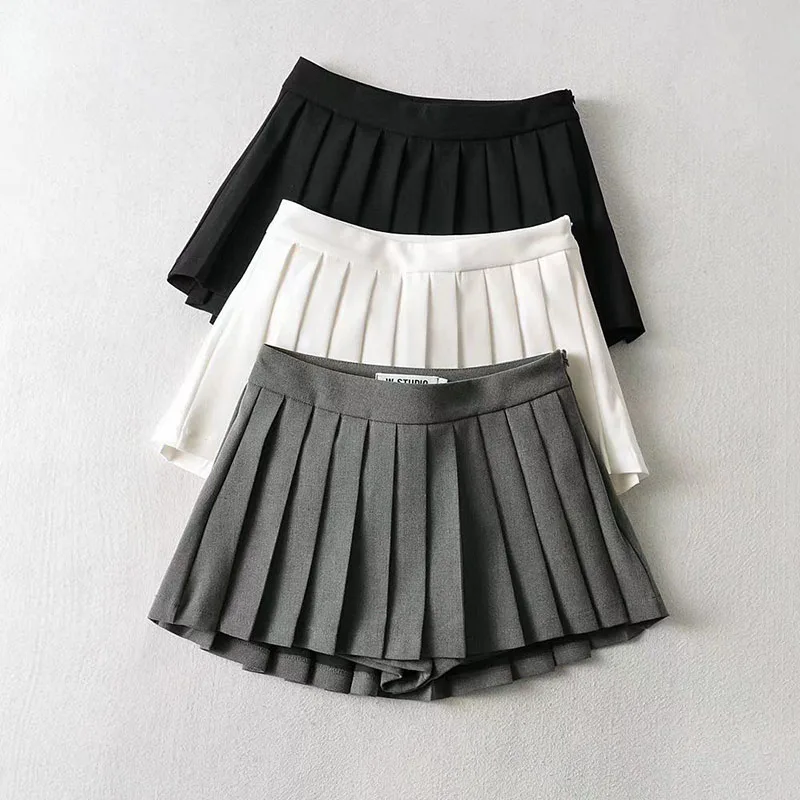 Y2K Grunge Pleated Mini Skirt - High Waist Vintage Summer Fashion