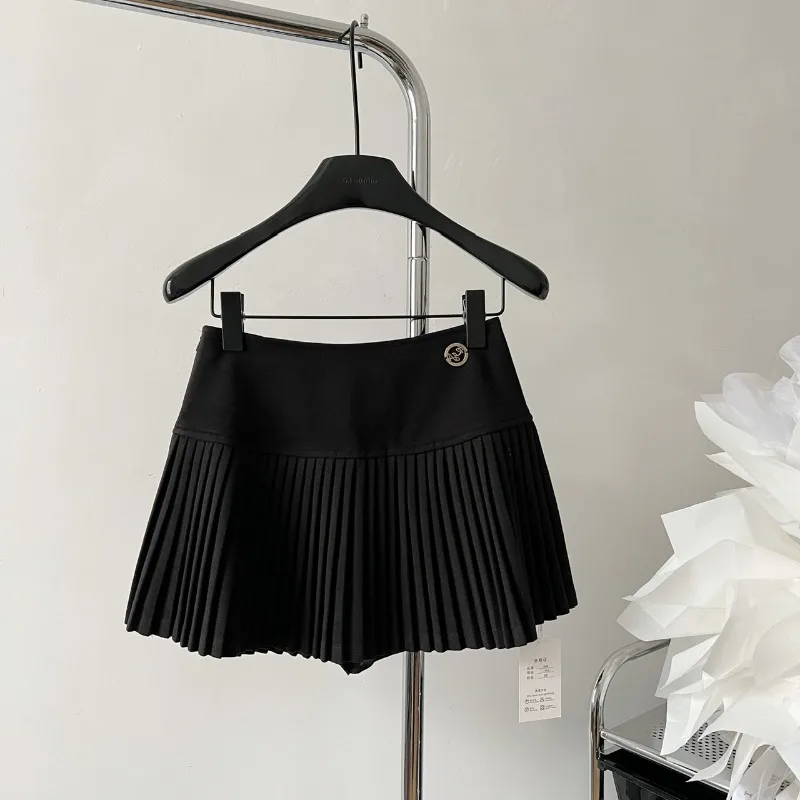 Y2K Grunge Pleated Mini Skirt - Luxury Woolen A-Line Cheerleading Style