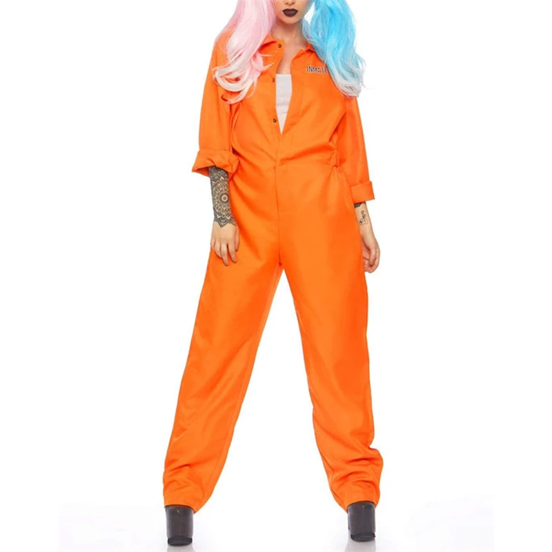 Y2K Grunge Prison Jumpsuit for Halloween Party Outfits