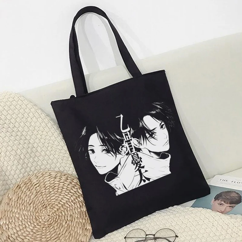 Y2K Grunge Punk Harajuku Canvas Shopper Bag - Vintage Anime Women's Handbag