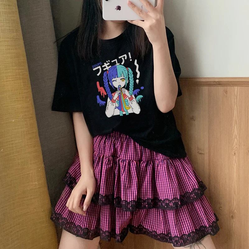 Y2K Grunge Punk Harajuku Cartoon Print Loose Fit Streetwear T-shirt