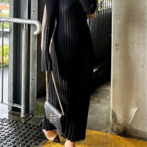 Y2K Grunge Ribbed Long Sleeve Dress - Retro Summer Outfit