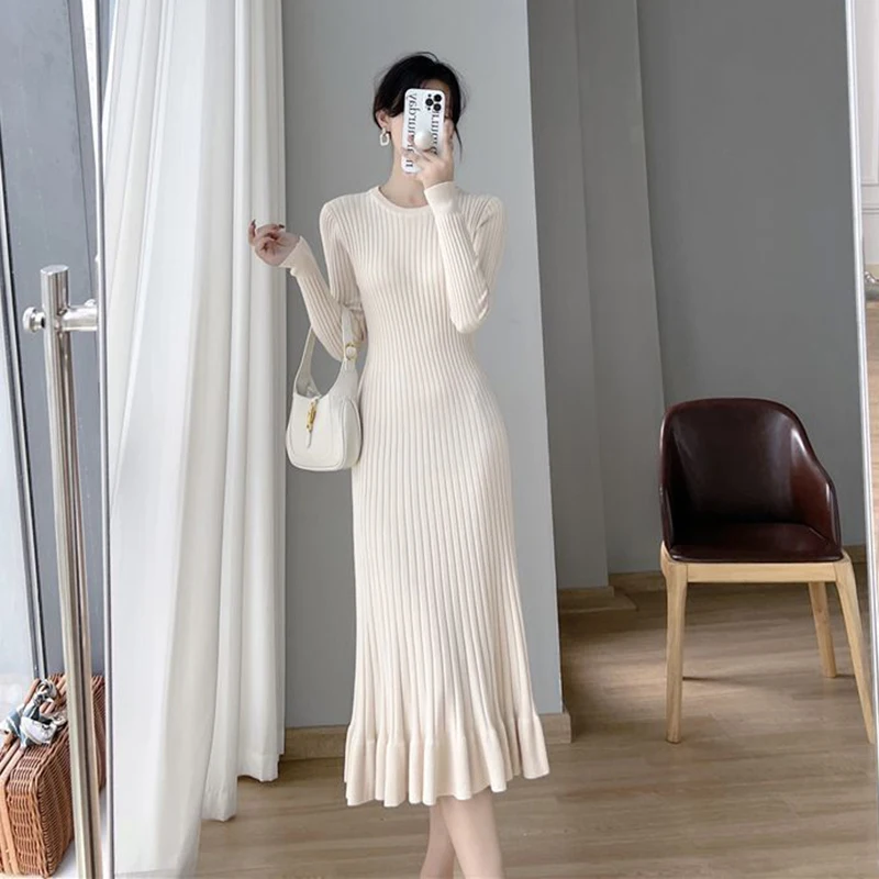 Y2K Grunge Ruffles Dress - Korean Autumn Elegant Midi Streetwear