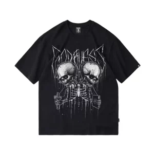 Y2K Grunge Skull Print Tee - Dark Retro Fashion Top