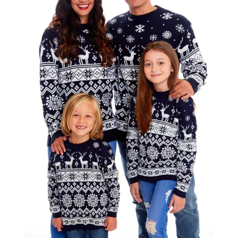 Y2K Grunge Snowflake Sweater - Long Sleeve Knitted Top for Family Outfits