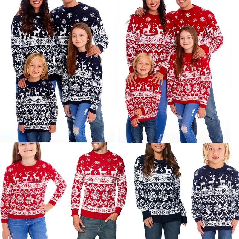 Y2K Grunge Snowflake Sweater - Long Sleeve Knitted Top for Family Outfits