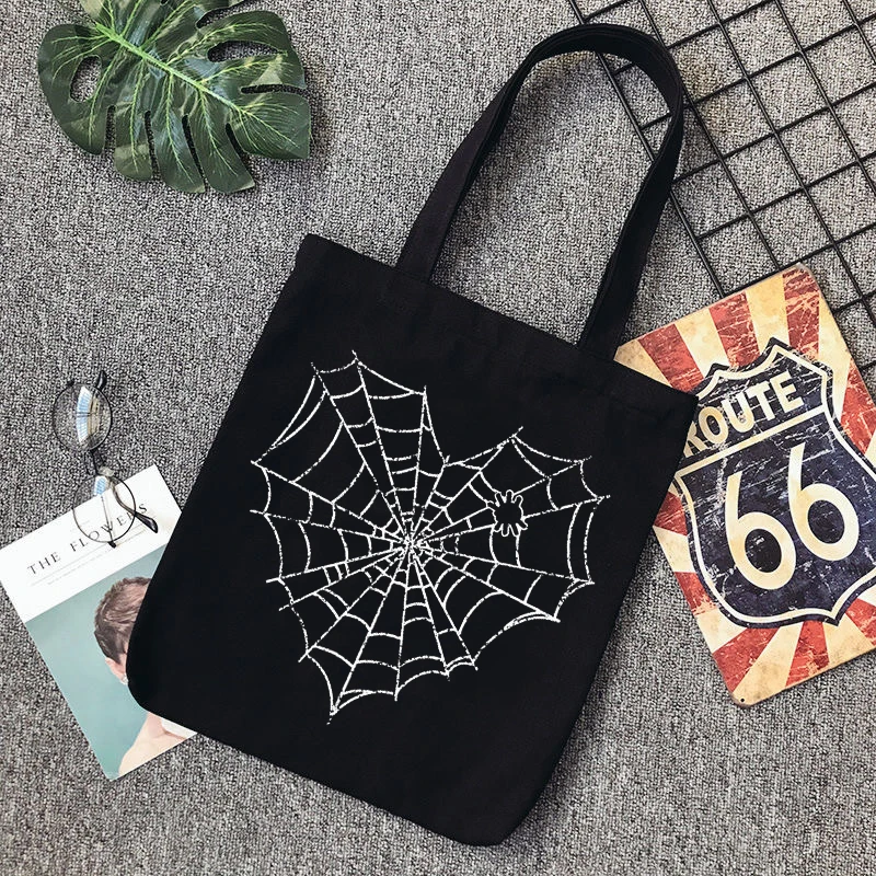 Y2K Grunge Spider Web Print Shoulder Bag - Vintage Harajuku Anime Style