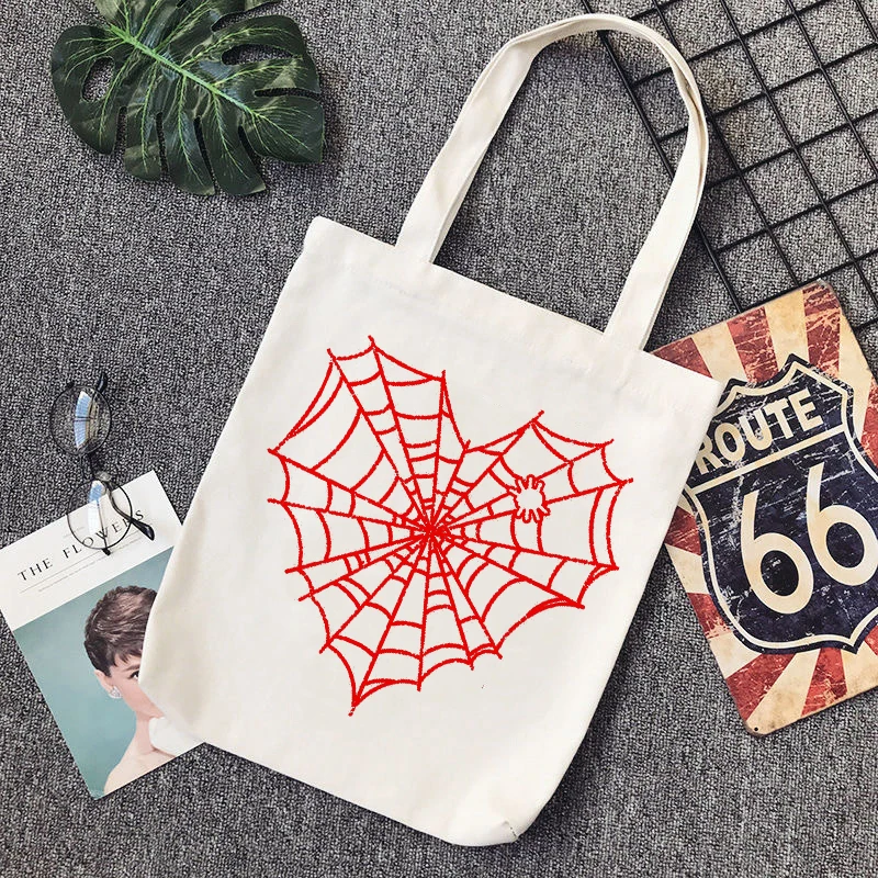 Y2K Grunge Spider Web Print Shoulder Bag - Vintage Harajuku Anime Style