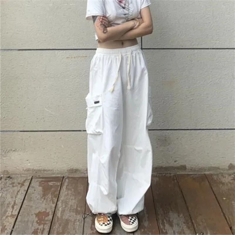 Y2K Grunge Street Style Cargo Pants - Lace-Up Loose Fit Wide Leg - Hip Hop Fashion