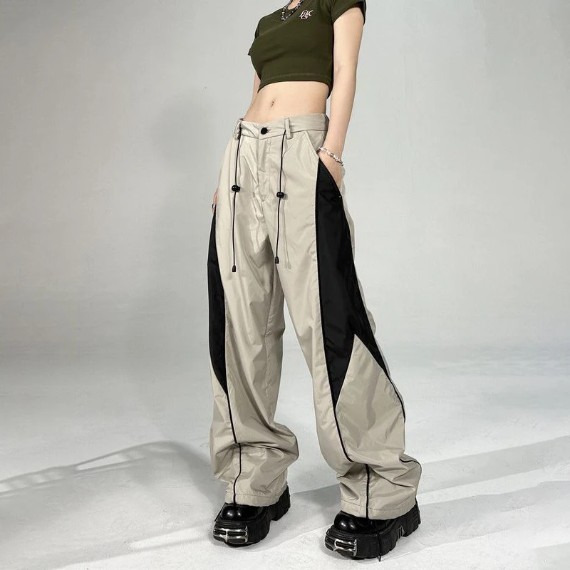 Y2K Grunge Style Baggy Sports Pants - Oversized Hip Hop Joggers for Women