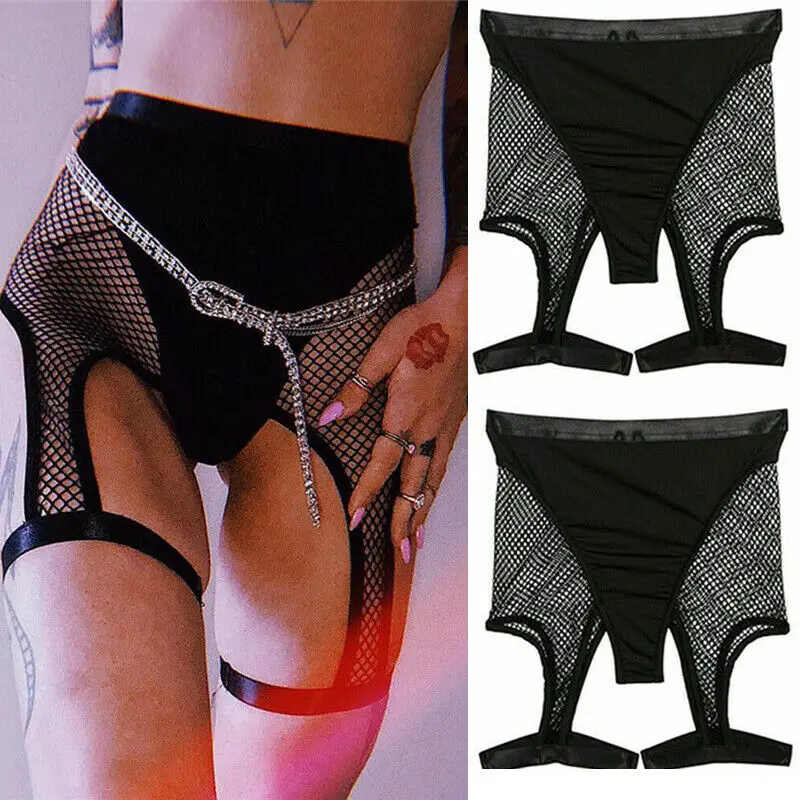 Y2K Grunge Style Black Mesh Cycling Shorts - Sexy Fishnet Design