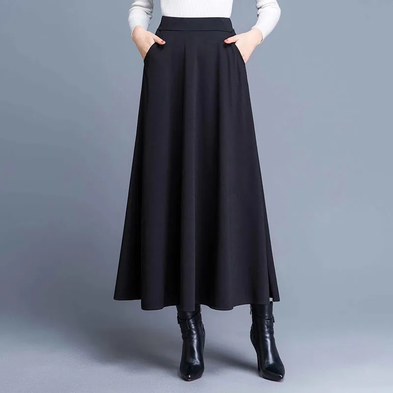 Y2K Grunge Style Black Midi Skirt with Red Accents