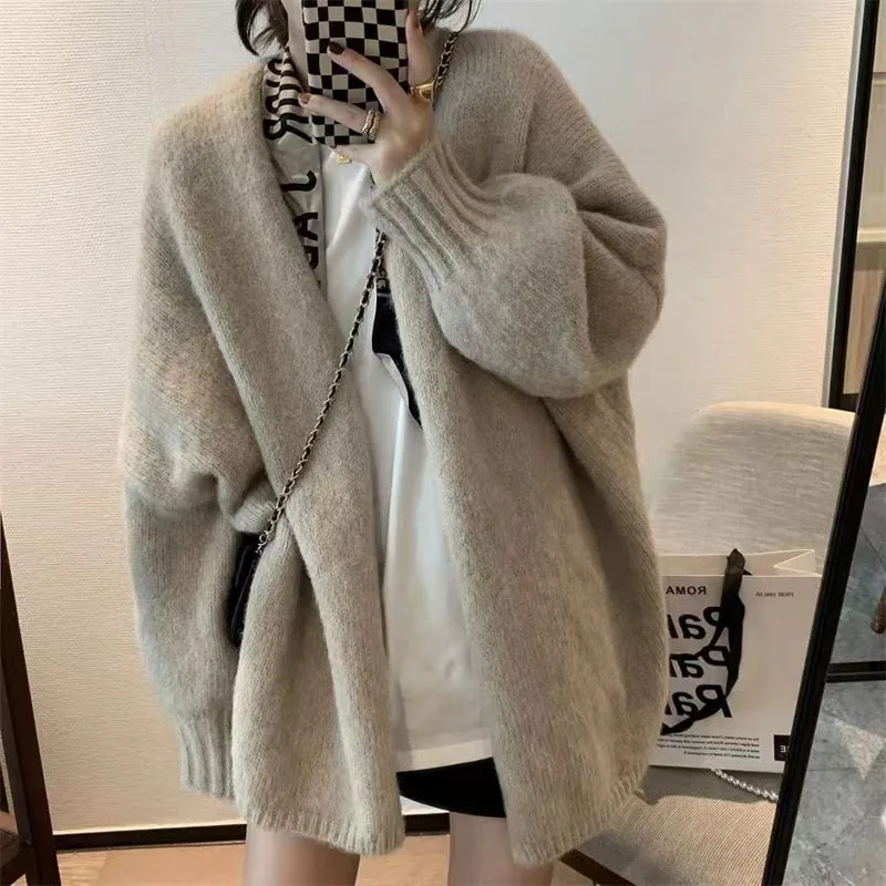 Y2K Grunge Style Cardigan Sweater - Soft Knit Loose Fit Coat