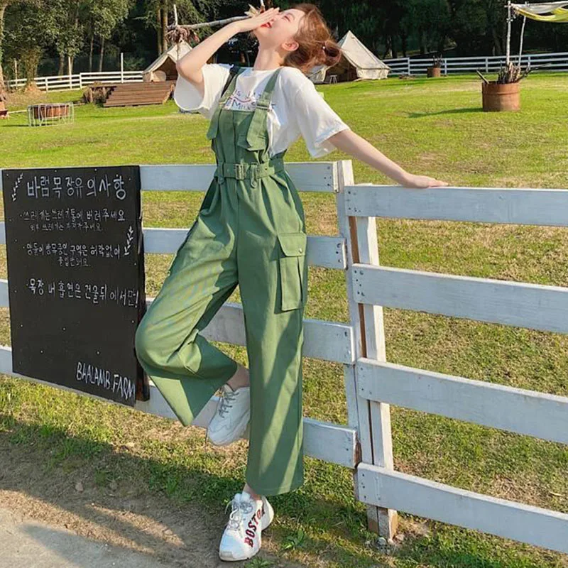 Y2K Grunge Style Cargo Cream Suspenders Jumpsuit - Retro Summer Outfit