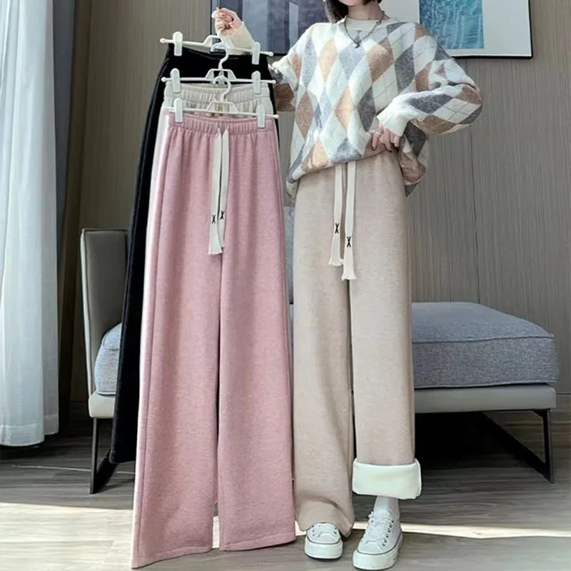 Y2K Grunge Style Cashmere Knit Wide Leg Pants - Streetwear Fashion