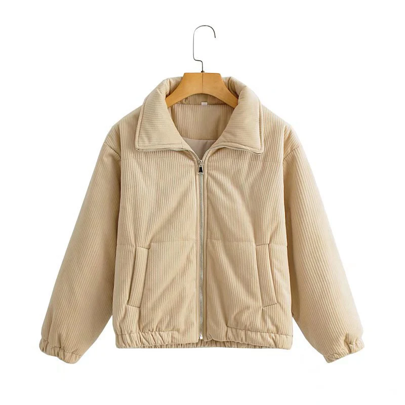 Y2K Grunge Style Corduroy Coat - Harajuku Streetwear with Thick Cotton Padding