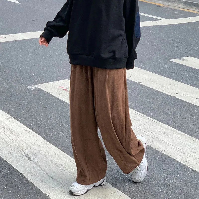 Y2K Grunge Style Corduroy Wide Leg Cargo Pants - Hip Hop Streetwear