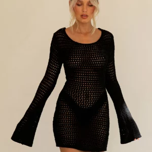 Y2K Grunge Style Crochet Backless Mini Dress - Women's Beach Cover-Up