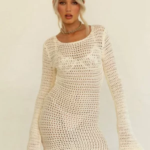 Y2K Grunge Style Crochet Backless Mini Dress - Women's Beach Cover-Up