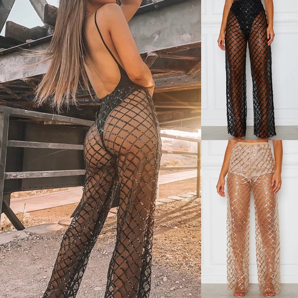 Y2K Grunge Style Crochet Beach Pants - Lace Bikini Cover-Up