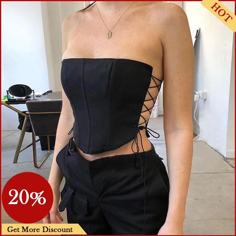 Y2K Grunge Style Crop Top - Retro Bandage Vest for Women