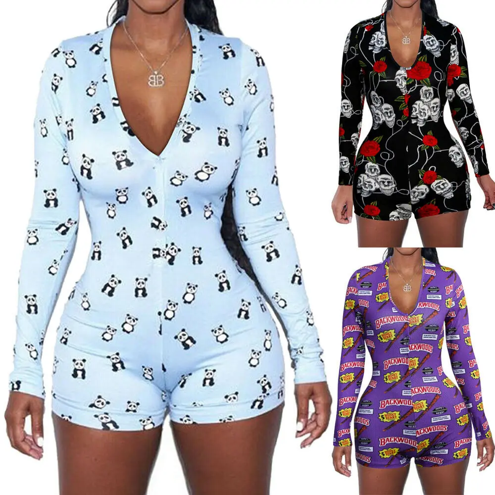 Y2K Grunge Style Deep V-Neck Bodysuit Romper - Sexy Women's Fashion