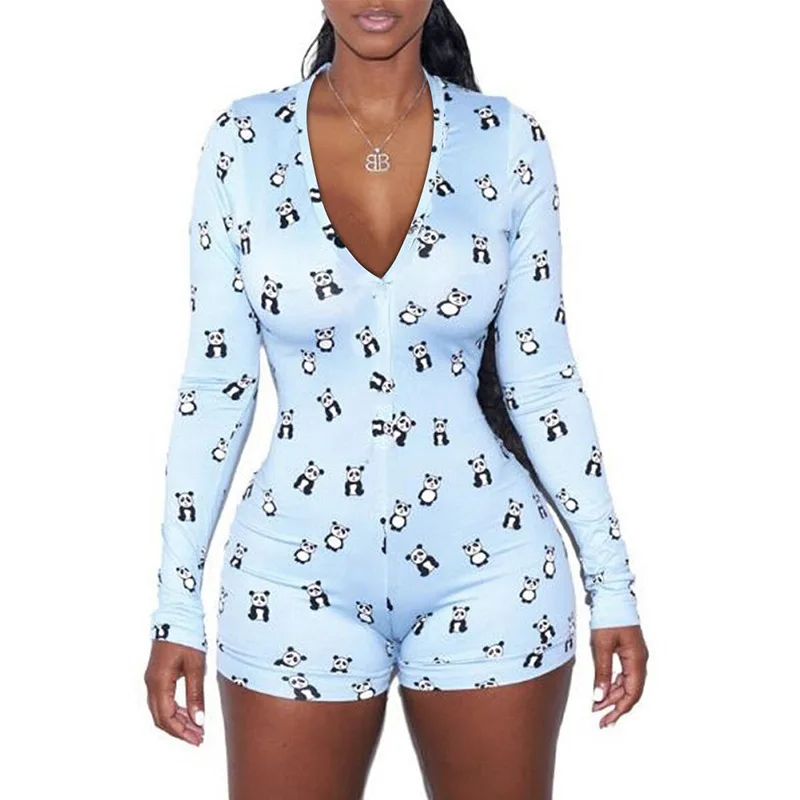 Y2K Grunge Style Deep V-Neck Bodysuit Romper - Sexy Women's Fashion