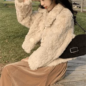 Y2K Grunge Style Faux Fur Jacket