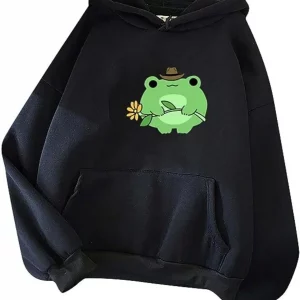 Y2K Grunge Style Frog Graphic Hoodie