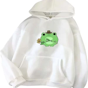 Y2K Grunge Style Frog Graphic Hoodie