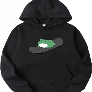 Y2K Grunge Style Frog Graphic Hoodie