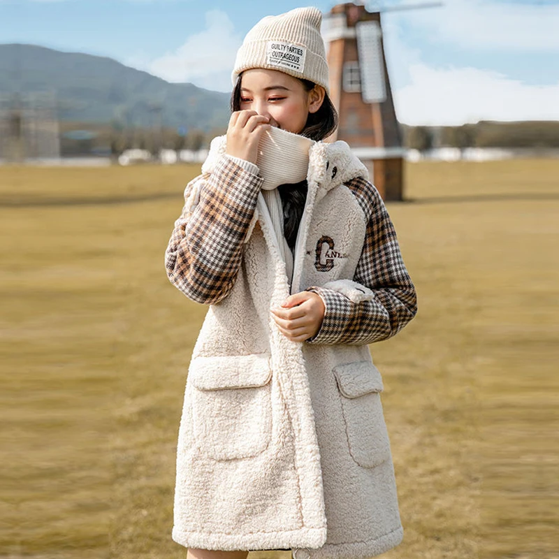 Y2K Grunge Style Fur Long Coat - Casual Wool Jacket for Women