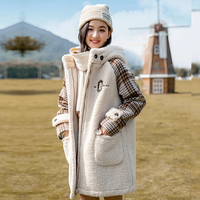 Y2K Grunge Style Fur Long Coat - Casual Wool Jacket for Women