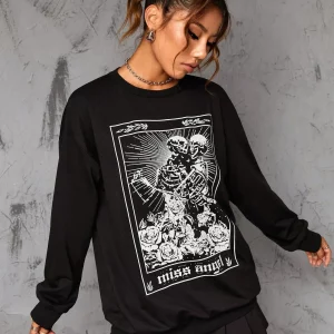 Y2K Grunge Style Gothic Sweatshirt for Women - Vintage Punk Streetwear Pullover