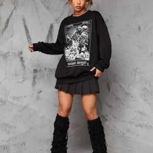 Y2K Grunge Style Gothic Sweatshirt for Women - Vintage Punk Streetwear Pullover