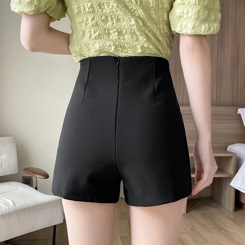 Y2K Grunge Style High Waist Black Women's Shorts - Retro Summer A-Line Suit Shorts