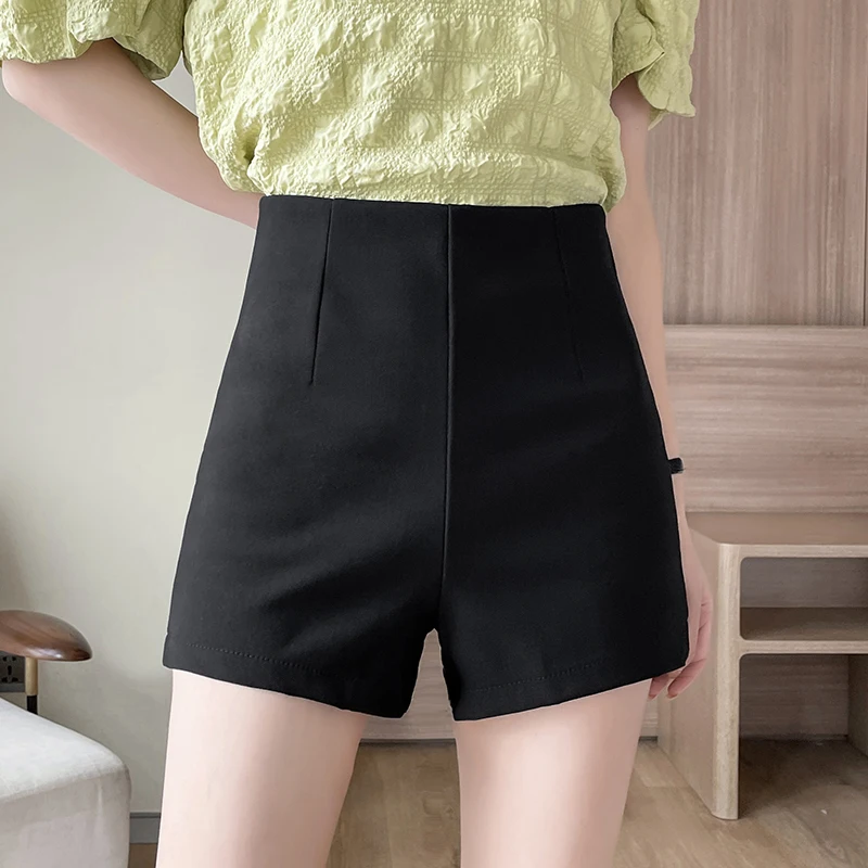 Y2K Grunge Style High Waist Black Women's Shorts - Retro Summer A-Line Suit Shorts