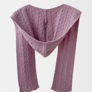 Y2K Grunge Style Hooded Knit Scarf - Women's Autumn Winter Shawl