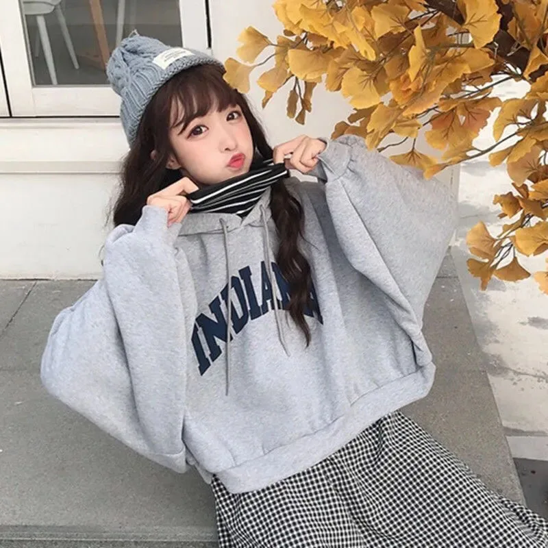 Y2K Grunge Style Hoodie with Letter Print - Harajuku Fashion Sweatshirt