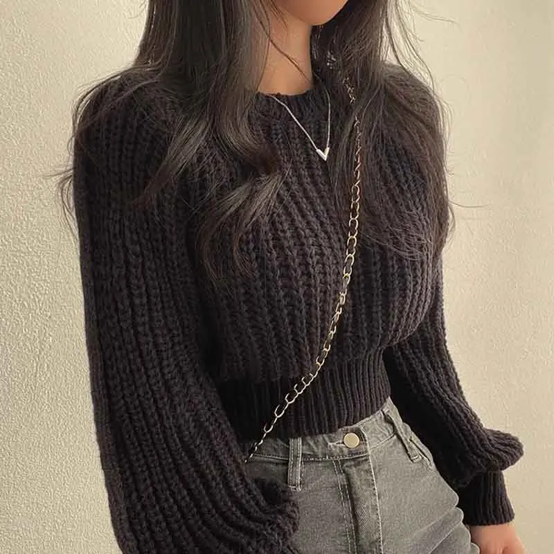 Y2K Grunge Style Knit Sweater - Hollow Out Long Sleeve Pullover