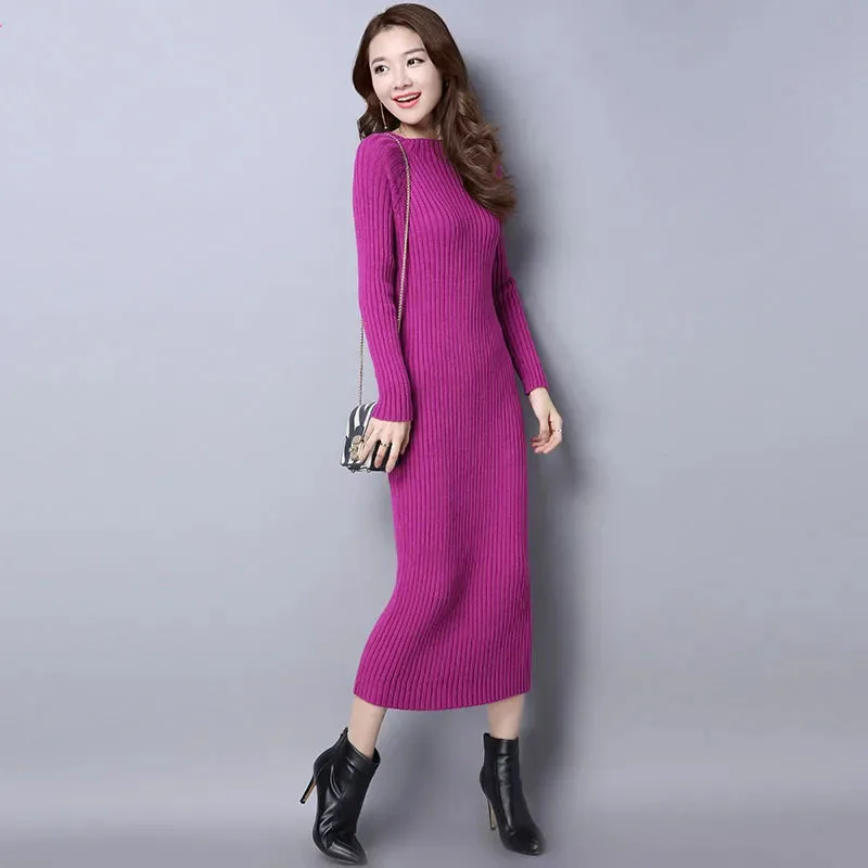 Y2K Grunge Style Knitted Midi Dress - Retro Fashion Statement