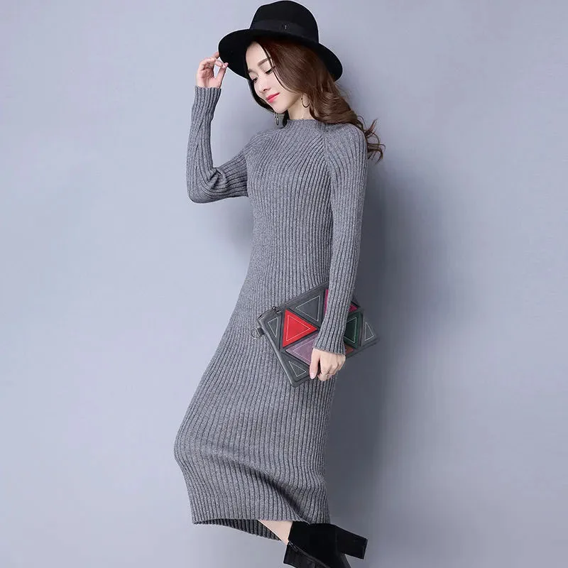 Y2K Grunge Style Knitted Midi Dress - Retro Fashion Statement