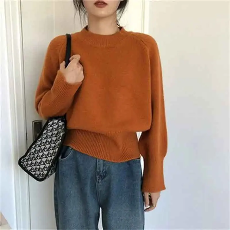 Y2K Grunge Style Knitted Sweater - Mock Neck Casual Jumper