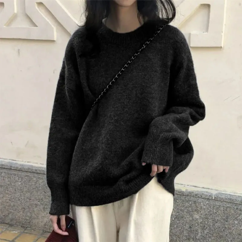 Y2K Grunge Style Korean Loose Knit Sweater - Harajuku Autumn Winter Fashion