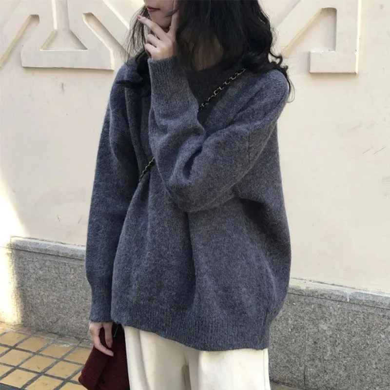 Y2K Grunge Style Korean Loose Knit Sweater - Harajuku Autumn Winter Fashion