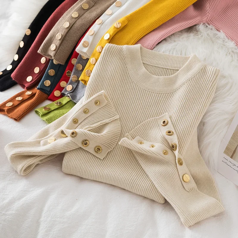 Y2K Grunge Style Long Sleeve Knitted Sweater - Casual Women's Winter Pullover